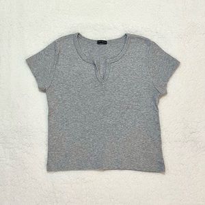 Gray Notch Crop Top